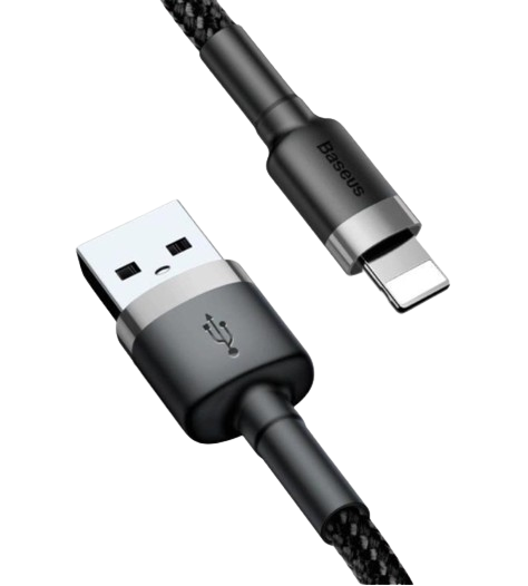 Кабель Lightning Baseus cafule CALKLF-CG1 2m 1.5A Grey+Black